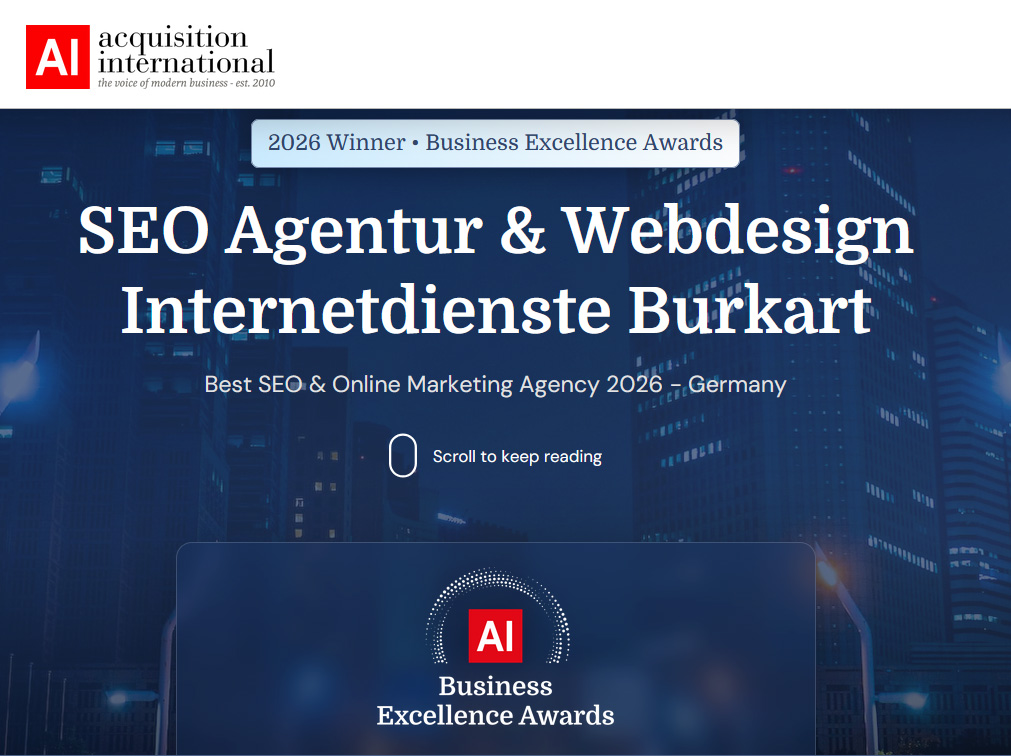 AI Business Excelent Award 2026 von Acquisition International